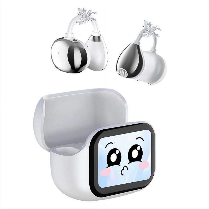 Open Ear Clip Headphones Wireless Earbuds, Waterproof Clip On Headphones with Wireless LED Touch Screen, Open Ear Headphone for Pad Tablet Laptop Android Phones (silvery Butterfly 1set) - Image 1